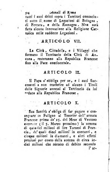 Annali di Roma opera periodica del sig. ab. Michele Mallio