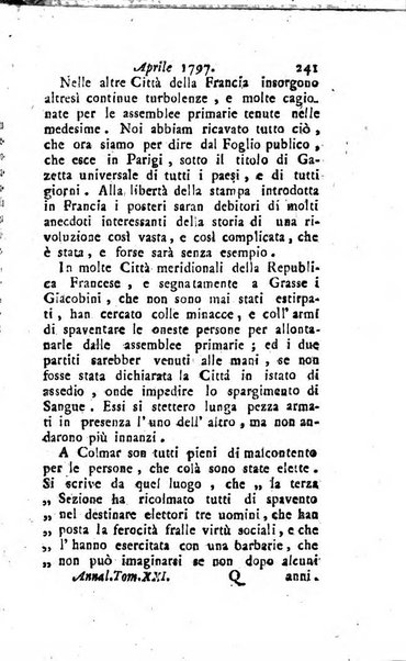 Annali di Roma opera periodica del sig. ab. Michele Mallio