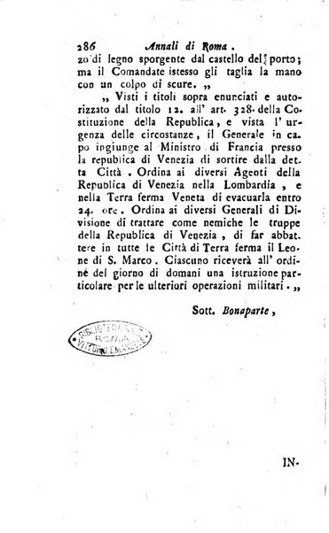 Annali di Roma opera periodica del sig. ab. Michele Mallio