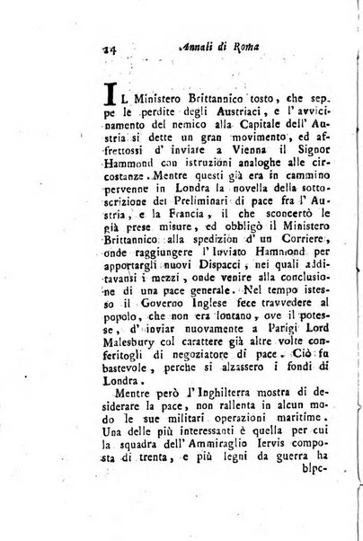 Annali di Roma opera periodica del sig. ab. Michele Mallio