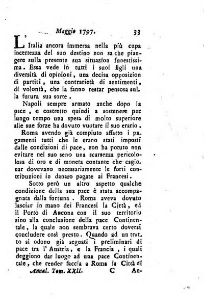 Annali di Roma opera periodica del sig. ab. Michele Mallio