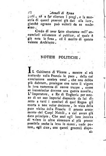 Annali di Roma opera periodica del sig. ab. Michele Mallio