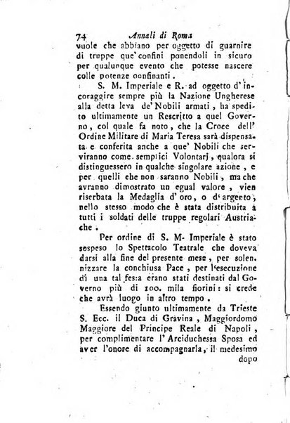 Annali di Roma opera periodica del sig. ab. Michele Mallio