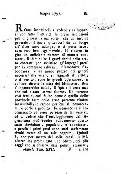 Annali di Roma opera periodica del sig. ab. Michele Mallio