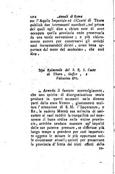 Annali di Roma opera periodica del sig. ab. Michele Mallio