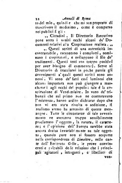 Annali di Roma opera periodica del sig. ab. Michele Mallio