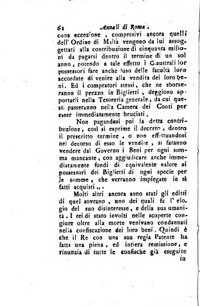 Annali di Roma opera periodica del sig. ab. Michele Mallio