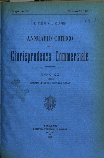 Annuario critico della giurisprudenza commerciale