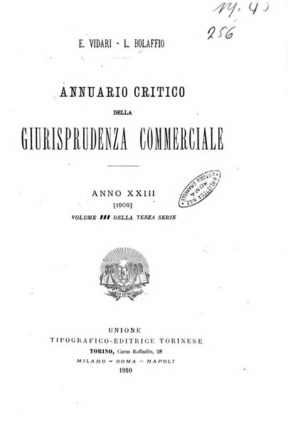 Annuario critico della giurisprudenza commerciale