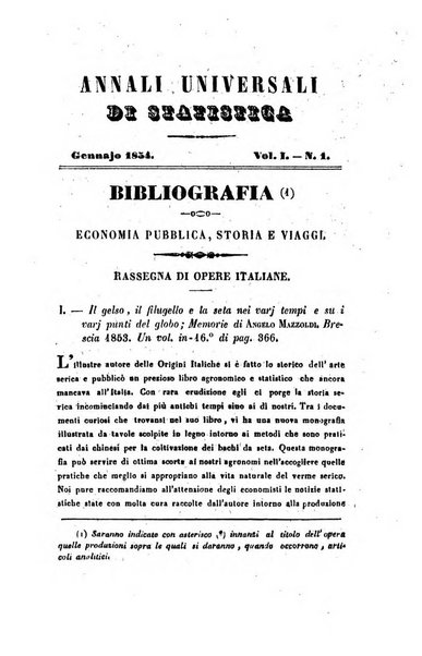 Annali universali di statistica, economia pubblica, legislazione, storia, viaggi e commercio