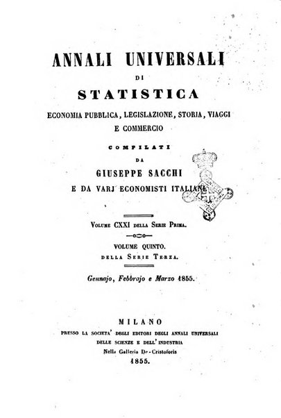 Annali universali di statistica, economia pubblica, legislazione, storia, viaggi e commercio