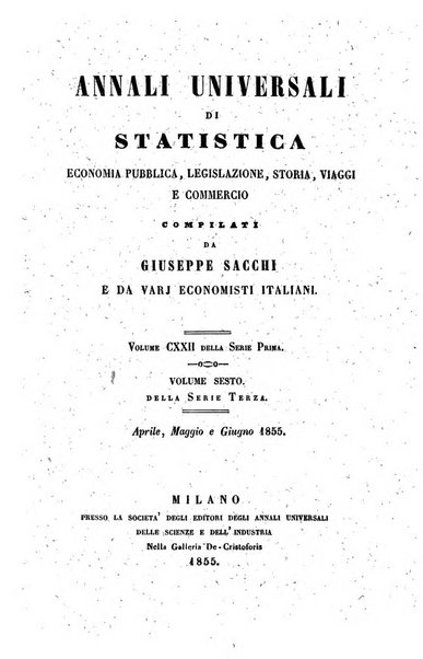 Annali universali di statistica, economia pubblica, legislazione, storia, viaggi e commercio