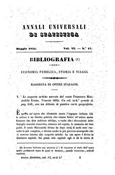 Annali universali di statistica, economia pubblica, legislazione, storia, viaggi e commercio