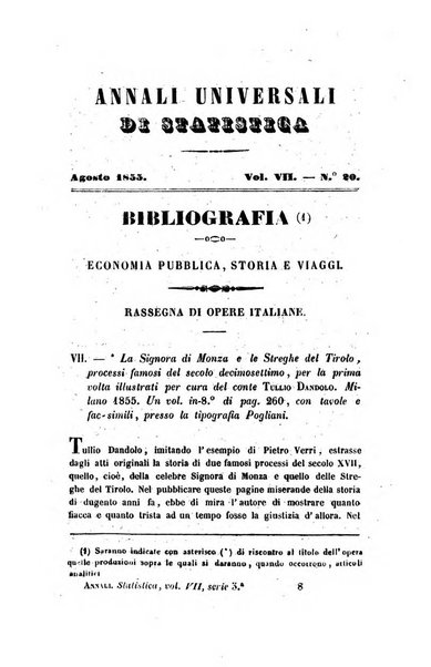 Annali universali di statistica, economia pubblica, legislazione, storia, viaggi e commercio