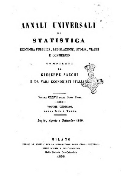 Annali universali di statistica, economia pubblica, legislazione, storia, viaggi e commercio