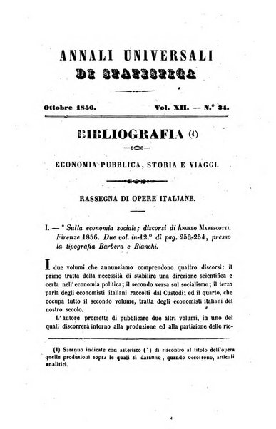 Annali universali di statistica, economia pubblica, legislazione, storia, viaggi e commercio