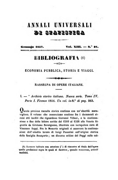 Annali universali di statistica, economia pubblica, legislazione, storia, viaggi e commercio