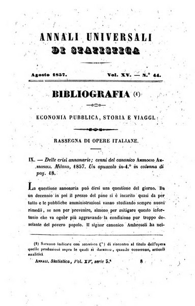 Annali universali di statistica, economia pubblica, legislazione, storia, viaggi e commercio