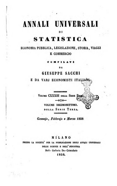 Annali universali di statistica, economia pubblica, legislazione, storia, viaggi e commercio