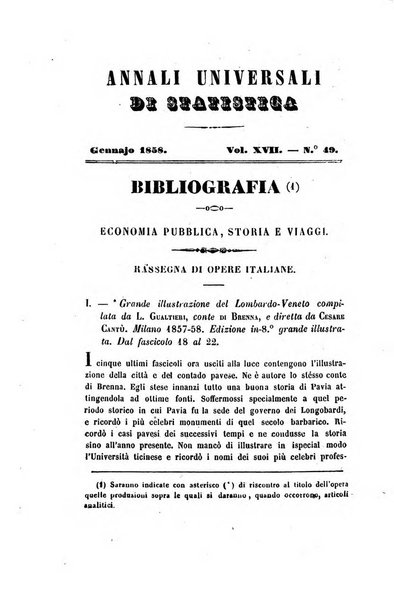 Annali universali di statistica, economia pubblica, legislazione, storia, viaggi e commercio