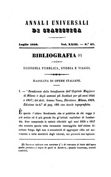 Annali universali di statistica, economia pubblica, legislazione, storia, viaggi e commercio