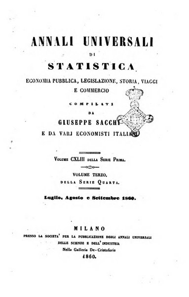 Annali universali di statistica, economia pubblica, legislazione, storia, viaggi e commercio