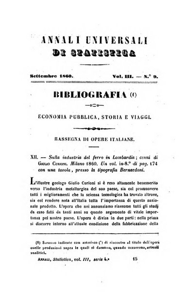 Annali universali di statistica, economia pubblica, legislazione, storia, viaggi e commercio