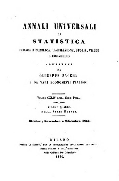 Annali universali di statistica, economia pubblica, legislazione, storia, viaggi e commercio