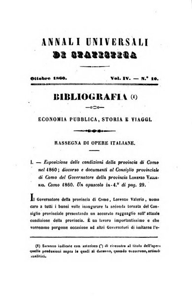 Annali universali di statistica, economia pubblica, legislazione, storia, viaggi e commercio