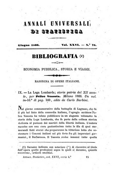 Annali universali di statistica, economia pubblica, legislazione, storia, viaggi e commercio