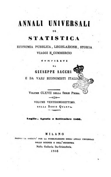 Annali universali di statistica, economia pubblica, legislazione, storia, viaggi e commercio