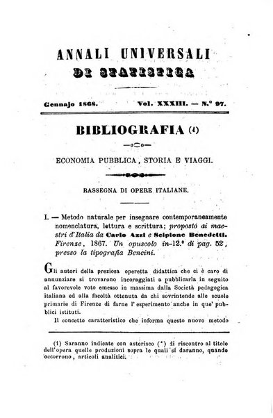 Annali universali di statistica, economia pubblica, legislazione, storia, viaggi e commercio