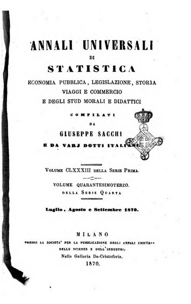 Annali universali di statistica, economia pubblica, legislazione, storia, viaggi e commercio