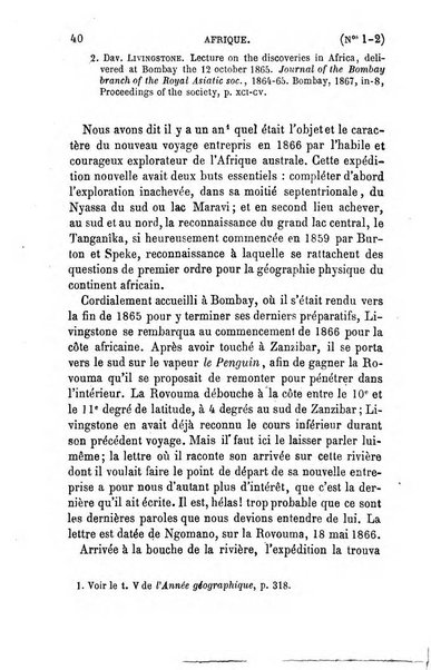 L'annee geographique revue annuelle des voyages de terre et de mer ainsi que des explorations, missions, relations et publications relatives aux sciences geographiques et ethnographiques