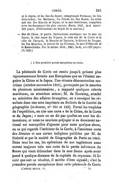 L'annee geographique revue annuelle des voyages de terre et de mer ainsi que des explorations, missions, relations et publications relatives aux sciences geographiques et ethnographiques