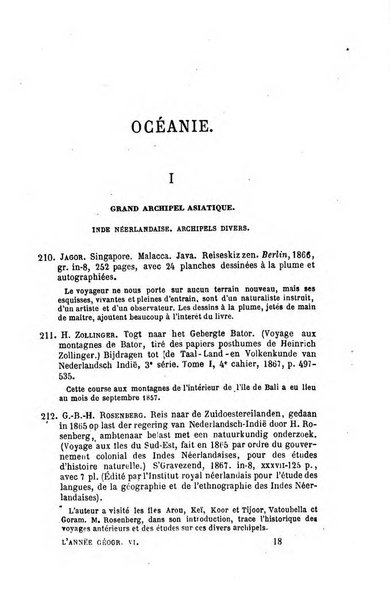 L'annee geographique revue annuelle des voyages de terre et de mer ainsi que des explorations, missions, relations et publications relatives aux sciences geographiques et ethnographiques