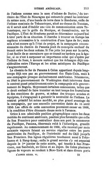 L'annee geographique revue annuelle des voyages de terre et de mer ainsi que des explorations, missions, relations et publications relatives aux sciences geographiques et ethnographiques