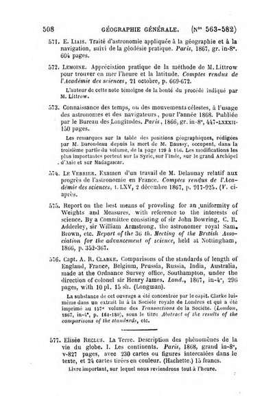 L'annee geographique revue annuelle des voyages de terre et de mer ainsi que des explorations, missions, relations et publications relatives aux sciences geographiques et ethnographiques