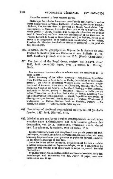 L'annee geographique revue annuelle des voyages de terre et de mer ainsi que des explorations, missions, relations et publications relatives aux sciences geographiques et ethnographiques