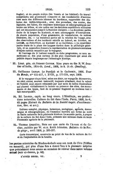 L'annee geographique revue annuelle des voyages de terre et de mer ainsi que des explorations, missions, relations et publications relatives aux sciences geographiques et ethnographiques