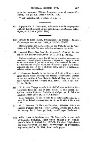 L'annee geographique revue annuelle des voyages de terre et de mer ainsi que des explorations, missions, relations et publications relatives aux sciences geographiques et ethnographiques