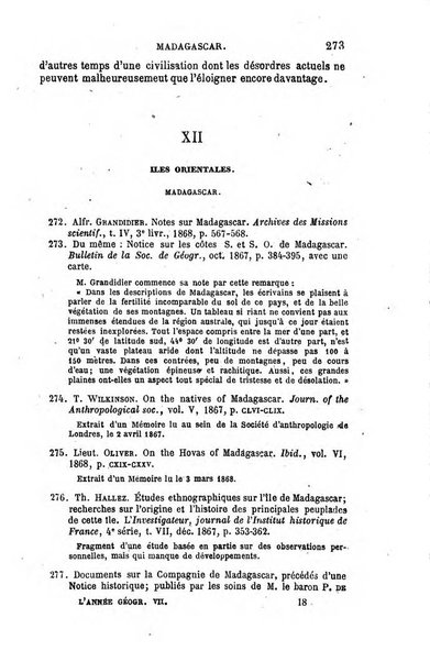 L'annee geographique revue annuelle des voyages de terre et de mer ainsi que des explorations, missions, relations et publications relatives aux sciences geographiques et ethnographiques