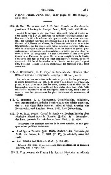 L'annee geographique revue annuelle des voyages de terre et de mer ainsi que des explorations, missions, relations et publications relatives aux sciences geographiques et ethnographiques