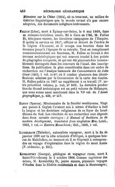 L'annee geographique revue annuelle des voyages de terre et de mer ainsi que des explorations, missions, relations et publications relatives aux sciences geographiques et ethnographiques