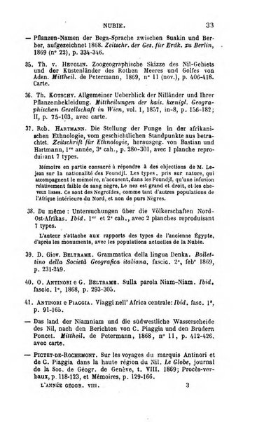 L'annee geographique revue annuelle des voyages de terre et de mer ainsi que des explorations, missions, relations et publications relatives aux sciences geographiques et ethnographiques