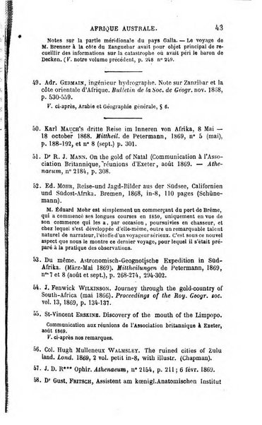 L'annee geographique revue annuelle des voyages de terre et de mer ainsi que des explorations, missions, relations et publications relatives aux sciences geographiques et ethnographiques