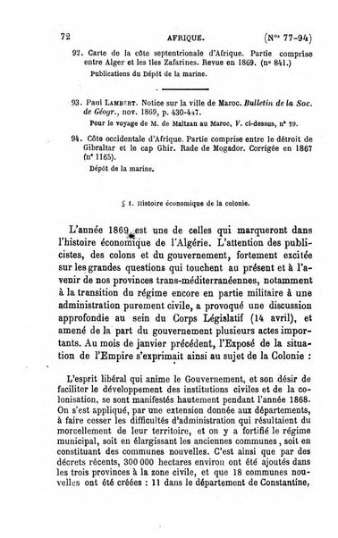 L'annee geographique revue annuelle des voyages de terre et de mer ainsi que des explorations, missions, relations et publications relatives aux sciences geographiques et ethnographiques