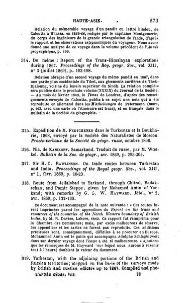 L'annee geographique revue annuelle des voyages de terre et de mer ainsi que des explorations, missions, relations et publications relatives aux sciences geographiques et ethnographiques