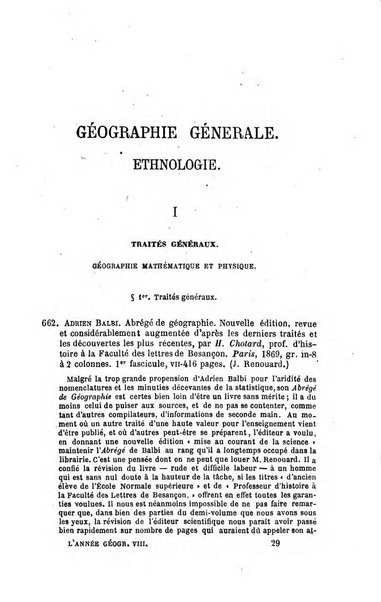 L'annee geographique revue annuelle des voyages de terre et de mer ainsi que des explorations, missions, relations et publications relatives aux sciences geographiques et ethnographiques