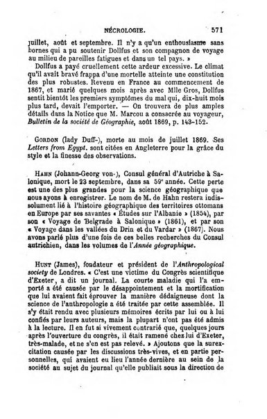 L'annee geographique revue annuelle des voyages de terre et de mer ainsi que des explorations, missions, relations et publications relatives aux sciences geographiques et ethnographiques